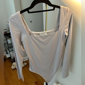 Babaton Light Grey Long Sleeved Contour Bodysuit
